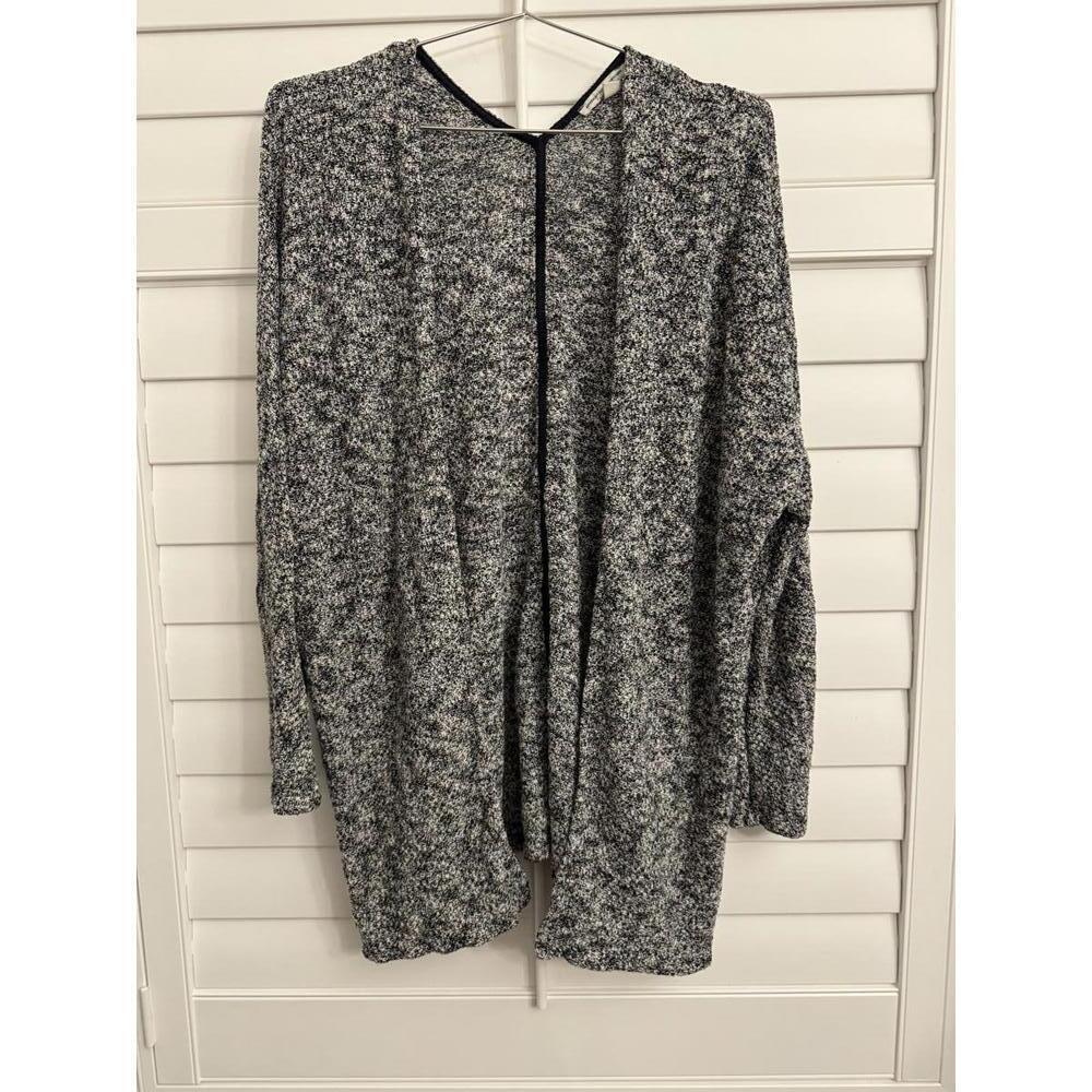 American Eagle‎ Outfitters marled black and white open-front knit cardigan sz L